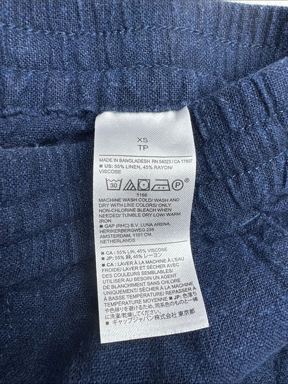 Banana Republic Straight High-Rise Linen Blend Pull-On Pants | Navy | XS
